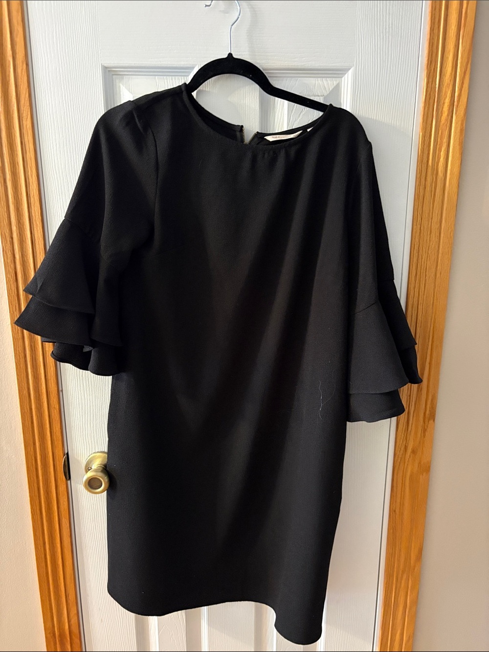 Soft Surroundings Black Ruffle-Sleeve Midi Dress
